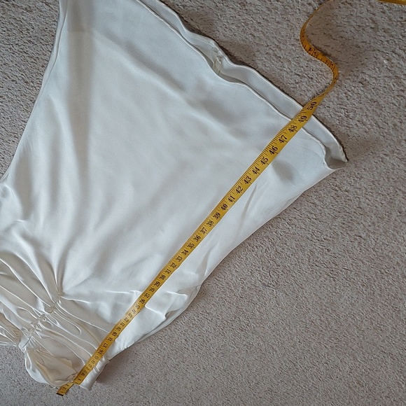 House of CB Ivory Ruched Midi Dress Sz L - Picture 16 of 16